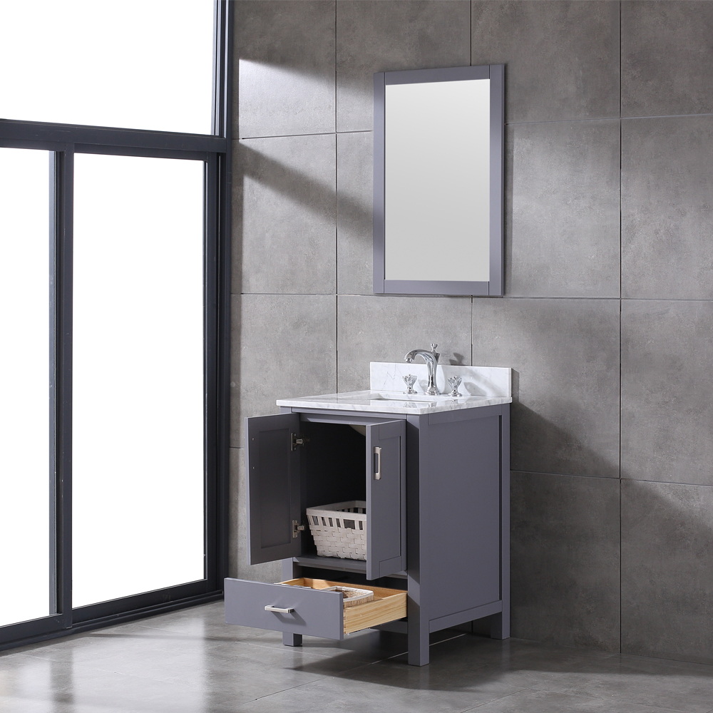 gray corner Bathroom Vanity