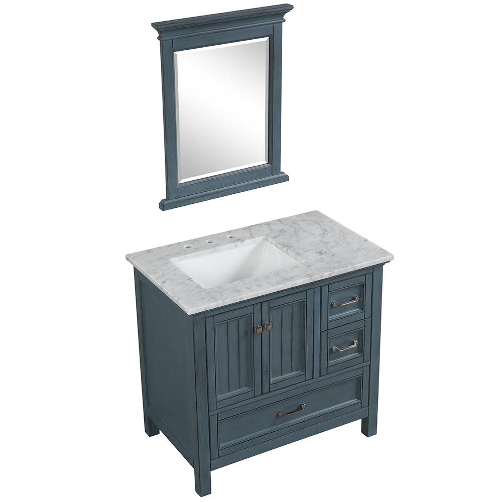 36 inch antique blue floor mounted Bathroom Vanity