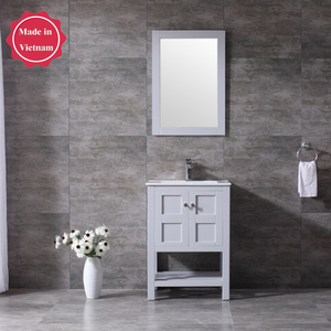 24inch grey bathroom vanity single sink solid wood cabinet 