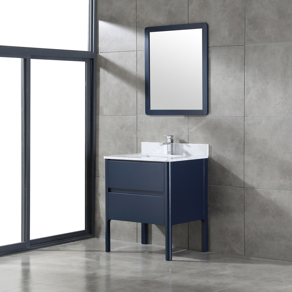 navy blue corner Bathroom Vanity