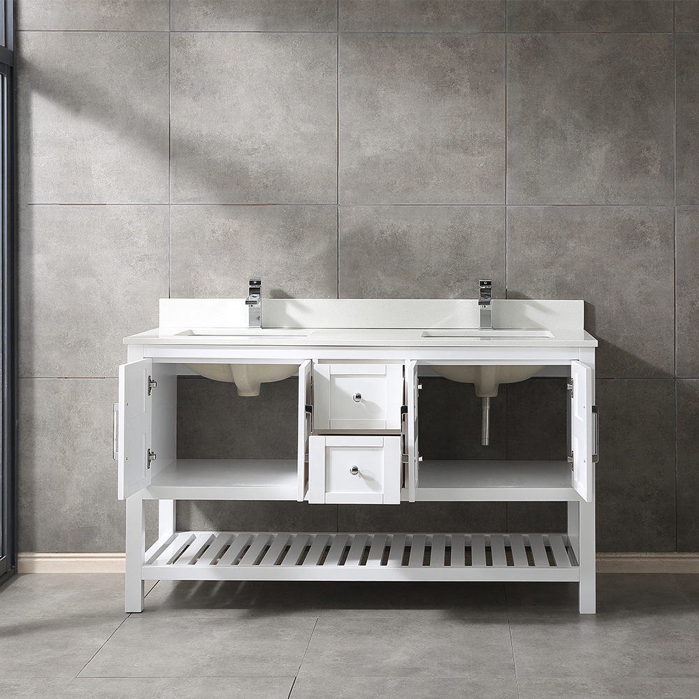 60 inch free standing modern white Bathroom Vanity