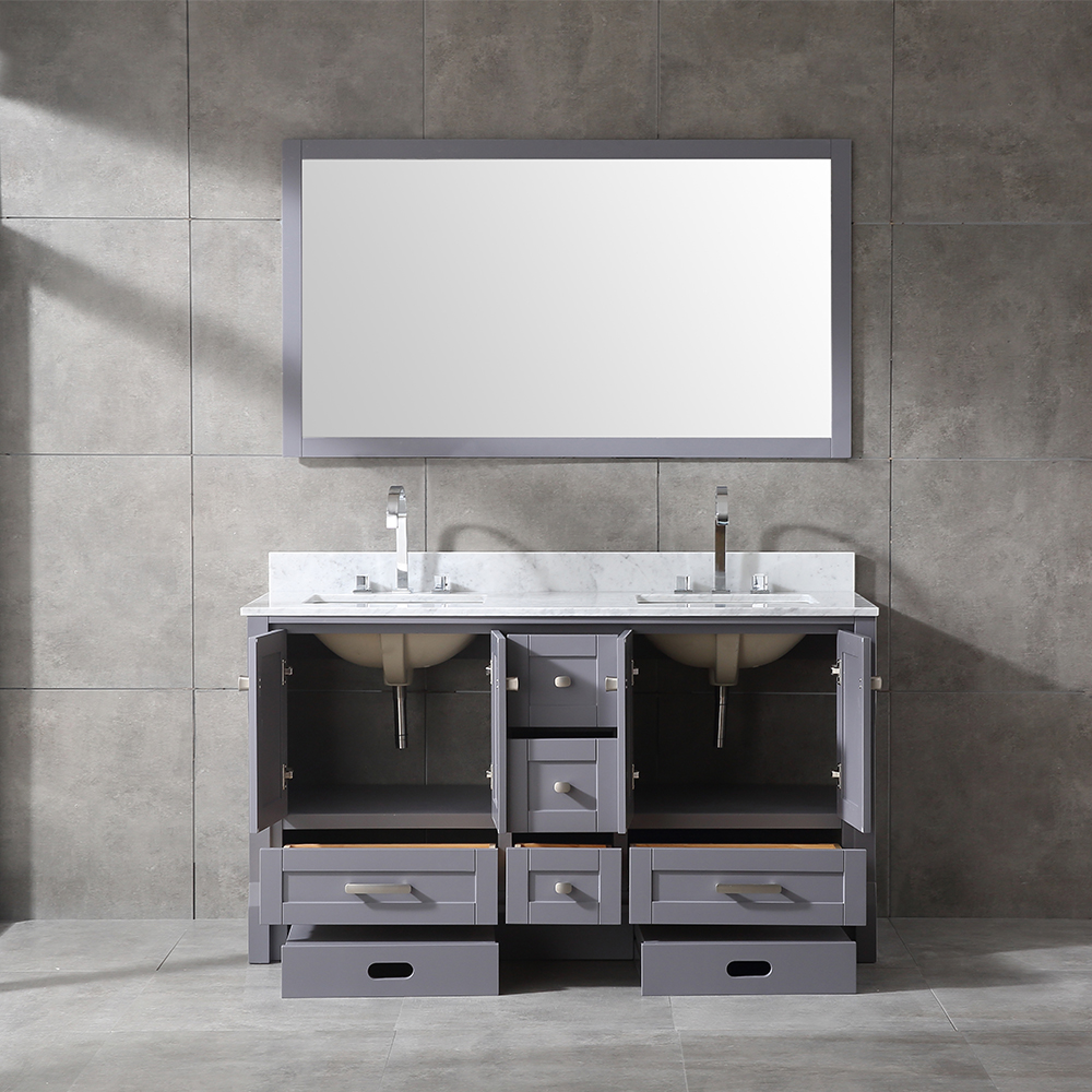 60 inch antique grey Bathroom Vanity with sink