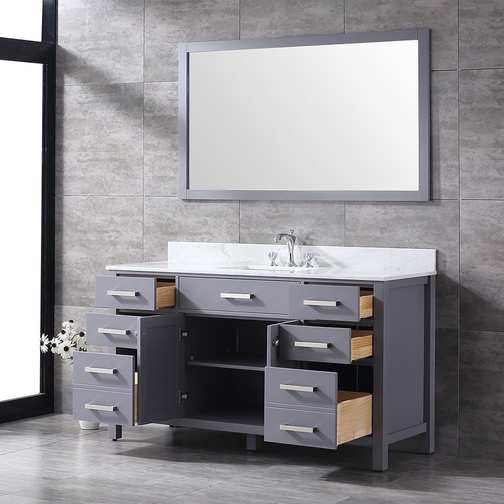 60 inch dark grey floor mounted Bathroom Vanity