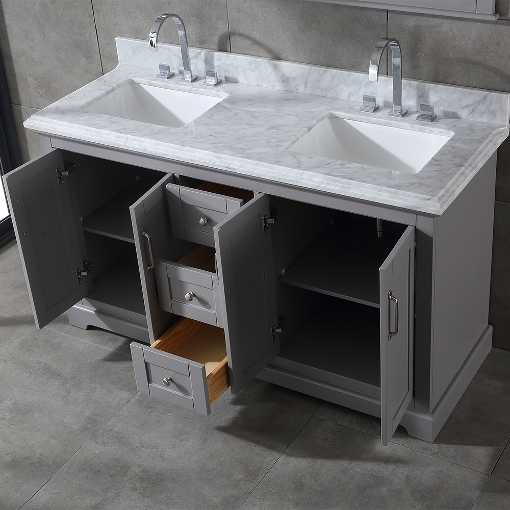 60 inch gray floor mounted Bathroom Vanity